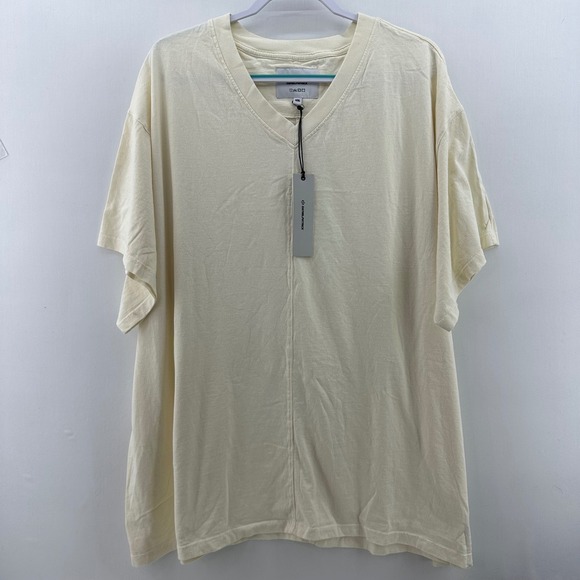 Daniel Patrick Oversized V-Neck T-Shirt Cream Beige 4XL NWT Streetwear - Picture 1 of 10